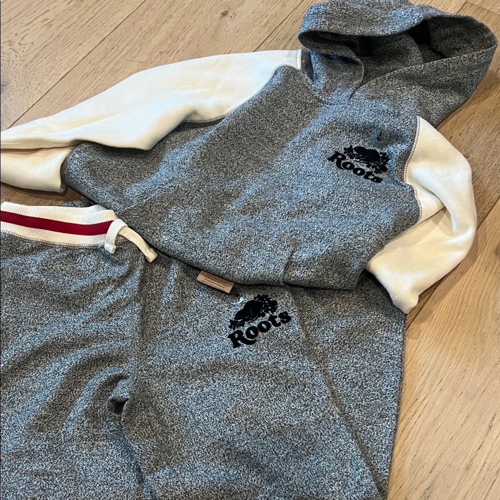 Roots Gray and White Kids Matching Set